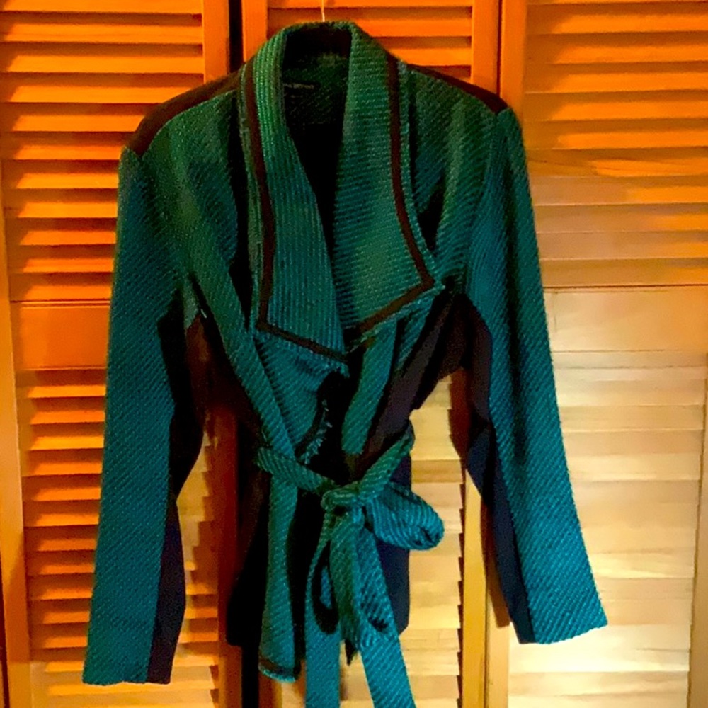 Green & black belted blazer, size 18/20